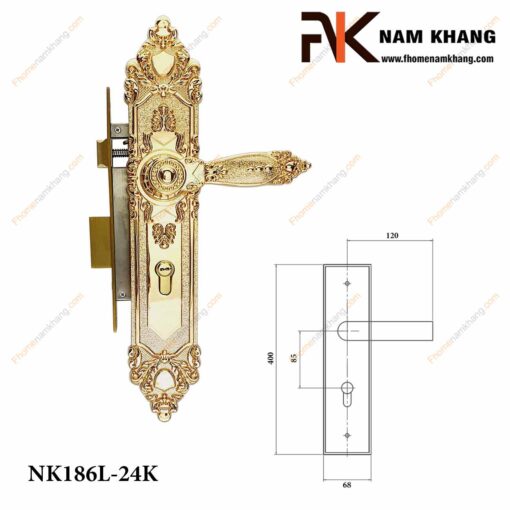 Khóa cửa chính NK186L-24K (Màu Vàng)