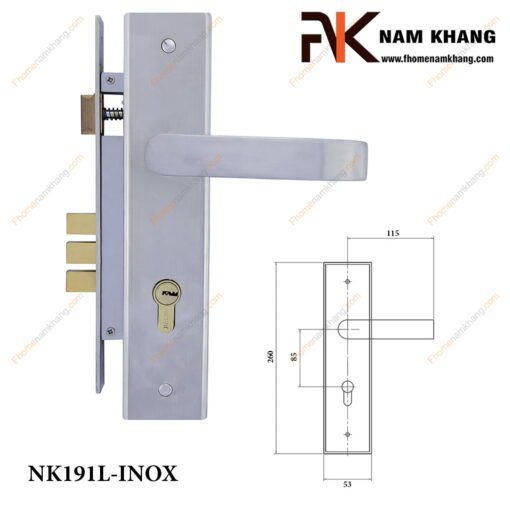 Khóa cửa chính inox NK191L-INOX (Màu Inox)