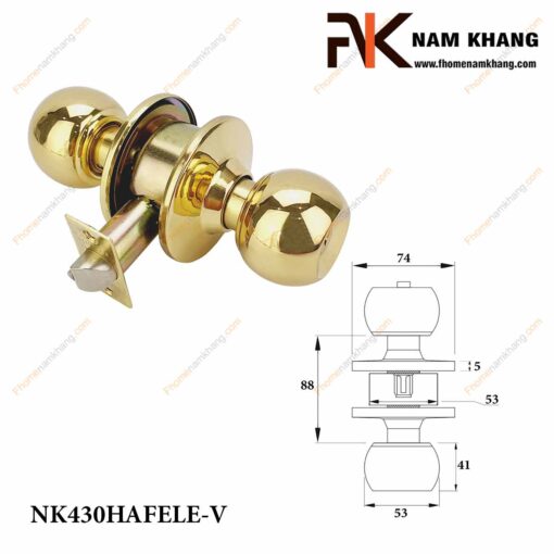 Khóa cửa tay nắm tròn NK430HAFELE-V (Màu Vàng)