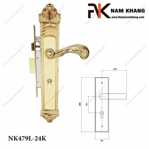 Khóa cửa chính NK479L-24K (Màu Đồng Vàng)