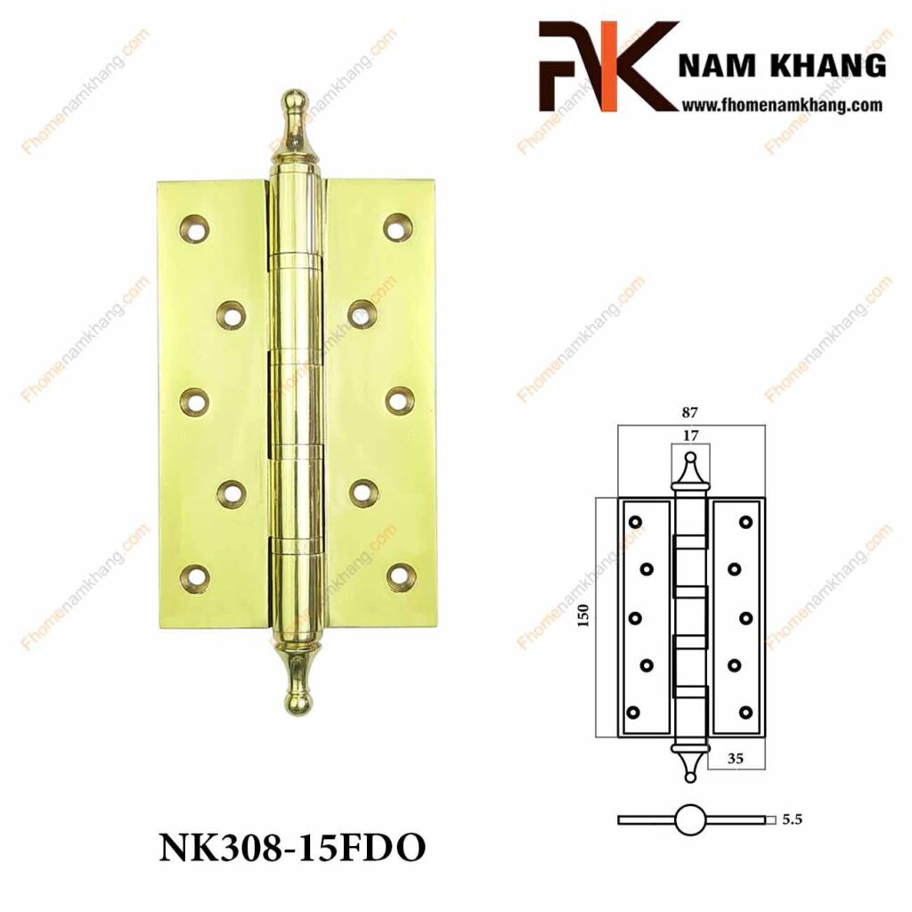 Bản lề lá đồng vàng NK308-15FDO