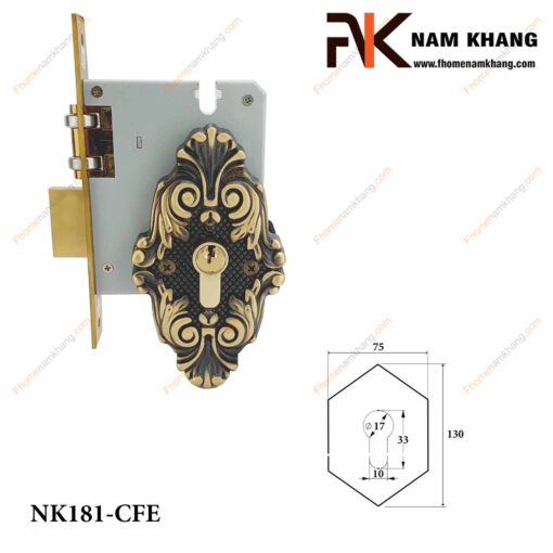 Khóa âm lắp với tay nắm cửa NK181-CFE (Màu Đồng Vàng)