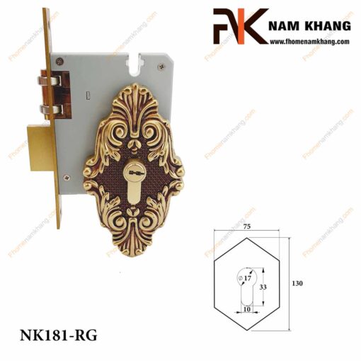 Khóa âm lắp với tay nắm cửa NK181-RG (Màu Đồng Vàng)