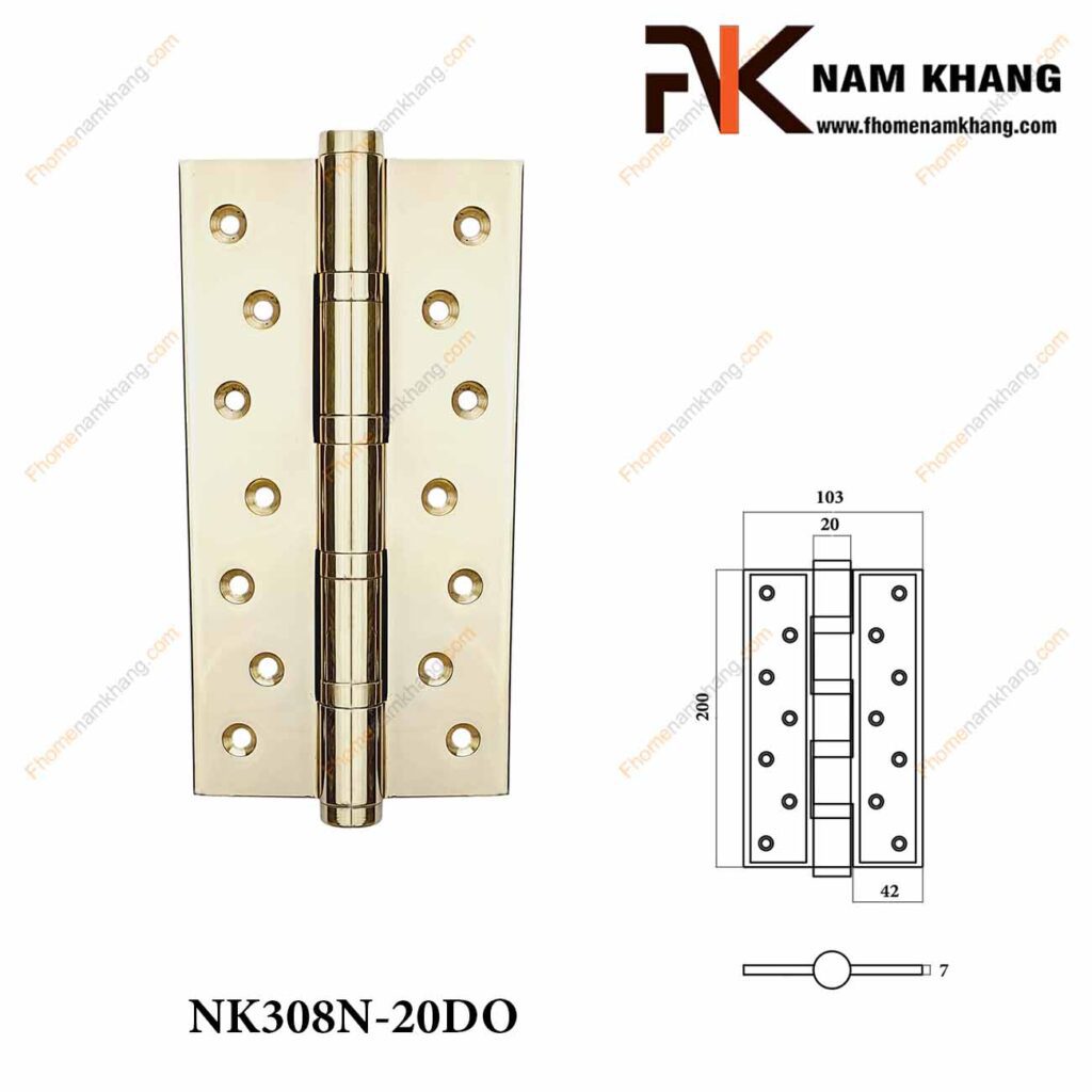 Bản lề lá đồng vàng NK308N-20DO (Màu Đồng Vàng)