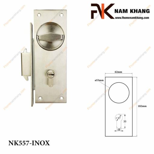 Khóa âm cửa lùa NK557-INOX (Màu Inox)