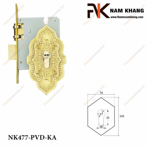 Khóa âm lắp với tay nắm cửa NK477-PVD-KA (Màu Đồng Vàng)