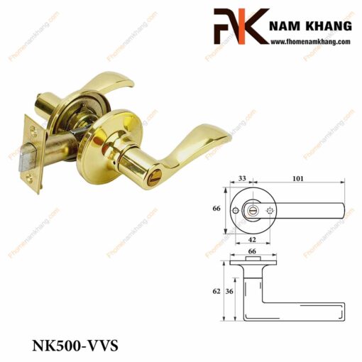 Khóa cửa tay gạt NK500-VVS (Màu Đồng Vàng)