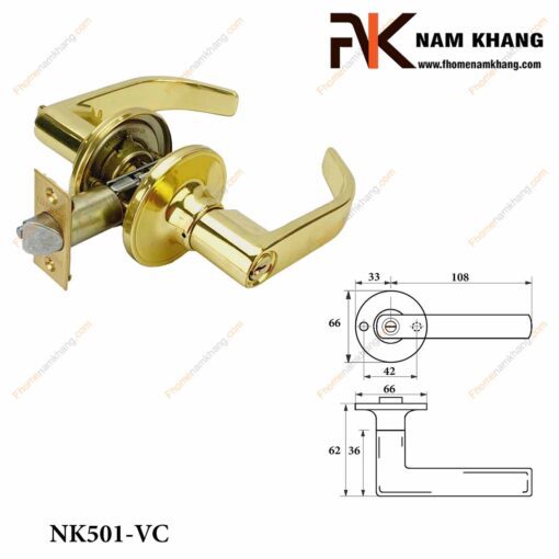 Khóa cửa tay gạt NK501-VC (Màu Đồng Vàng)