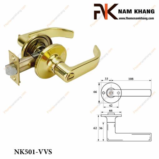 Khóa cửa tay gạt NK501-VVS (Màu Đồng Vàng)