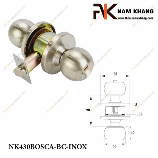 Khóa cửa tay nắm tròn NK430BOSCA-BC-INOX (Màu Inox)