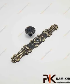 Tay nắm cửa tủ bằng đồng màu đen NK071D-P176BCF FHOMENAMKHANG