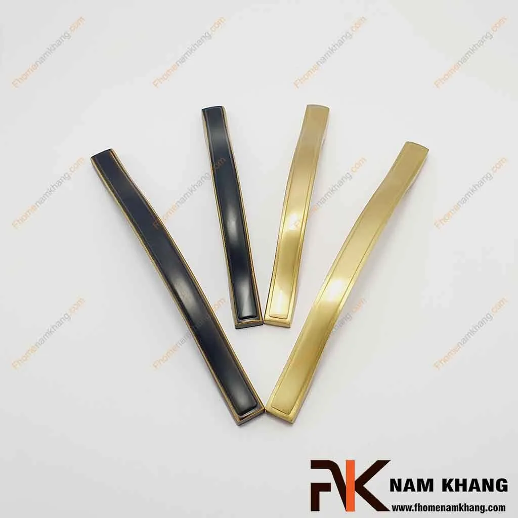 Tay cầm cửa tủ hiện đại dạng cong NK036D Tay nắm cửa tủ bằng đồng vàng NK036D-96DVM FHOMENAMKHANG