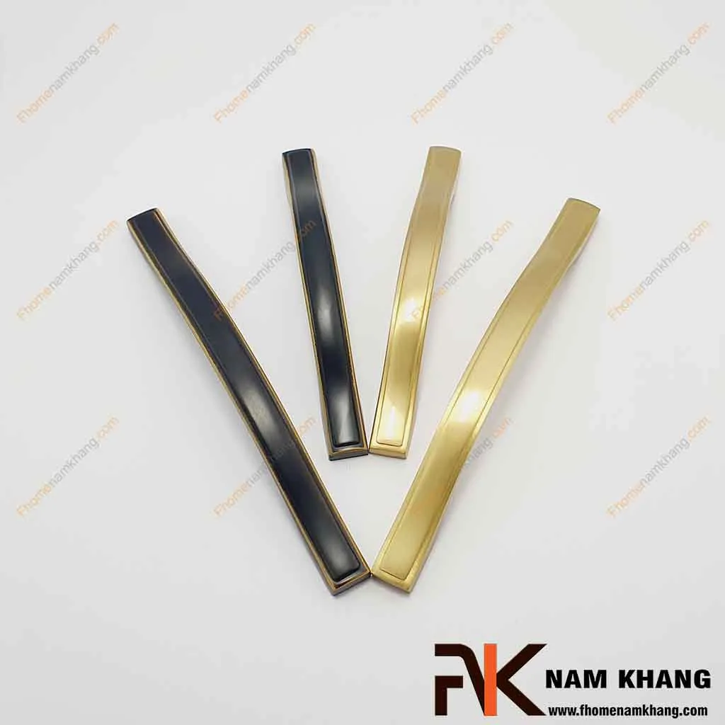 Tay cầm cửa tủ hiện đại dạng cong NK036D Tay nắm cửa tủ bằng đồng vàng NK036D-96DVM FHOMENAMKHANG